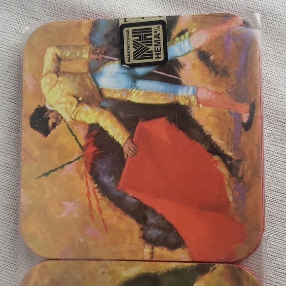 New-Vintage HEMA 6 Bullfighting Matador Drink Coasters.Made in Spain - Picture 8 of 12